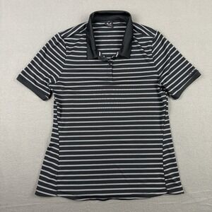 Oakley Performance Fit Women's Short‎ Sleeve Collared Striped Polo Shirt Medium